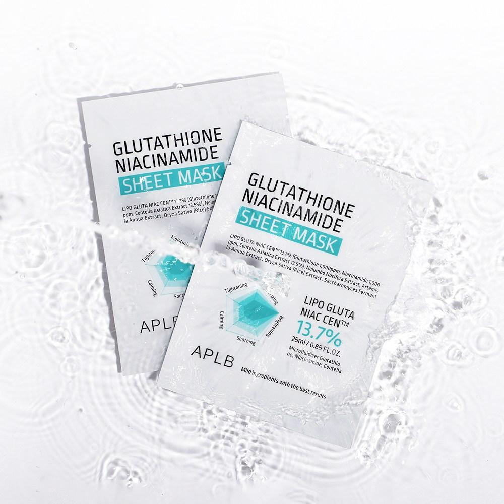APLB Glutathione Niacinamide Sheet Mask, 1 pakke, 10 stk