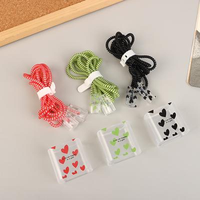 Ochrana USB kabelu Us Chránič nabíječky Kryt Love Heart Style Ochranný Data Line Spirála Nabíječka Ochranný kryt Navíječ