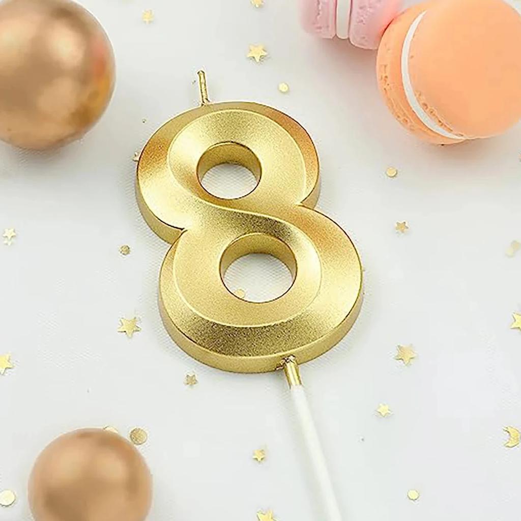 1pc-Birthday Candle Golden Number 0-9 Smoke Free Birthday Cake Insert Party Candle Decoration Anniversary Cake