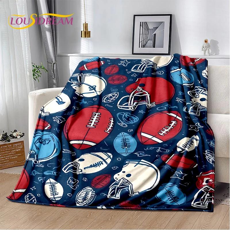 3D Rugby Field Rugby American Football Cartoon 2026 Soft Blanket,Soft Throw Blanket for Home Bedroom Bed Sofa Travel Cover Child