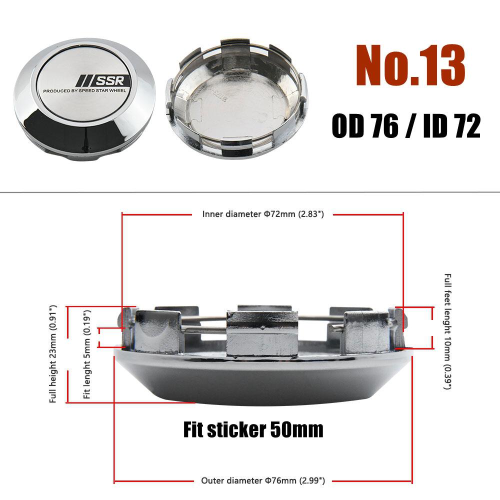 AAYH1 SET VON 4 XXR Felgendeckel 56mm/57mm/58mm/59mm/60mm/61mm/62mm/63mm/64mm/72mm Sportfelgendeckel SSR Emblem Radkappe Nabenkappe