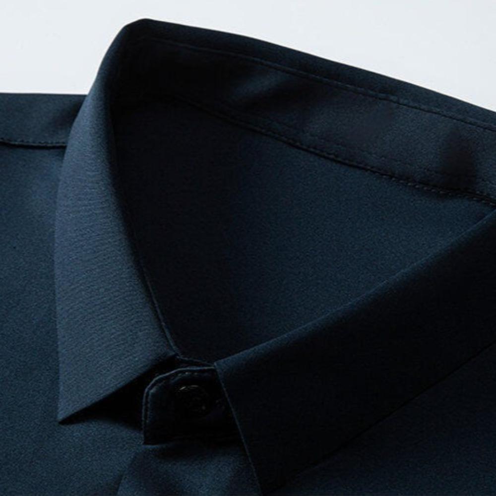 Men's Casual Short-sleeved Shirt - Solid Color, Simple and Stylish, Fitted Collar Shirt, Men's Top Garment