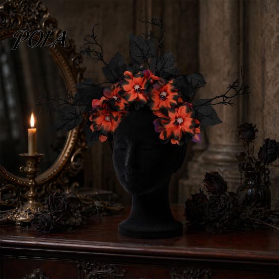 Layered Flower Hair Accessory Halloween Hoop, Flexible Base Headband with 3D Multi-Layered Floral Design, Headgear Handmade Fabric Flowers Day of The
