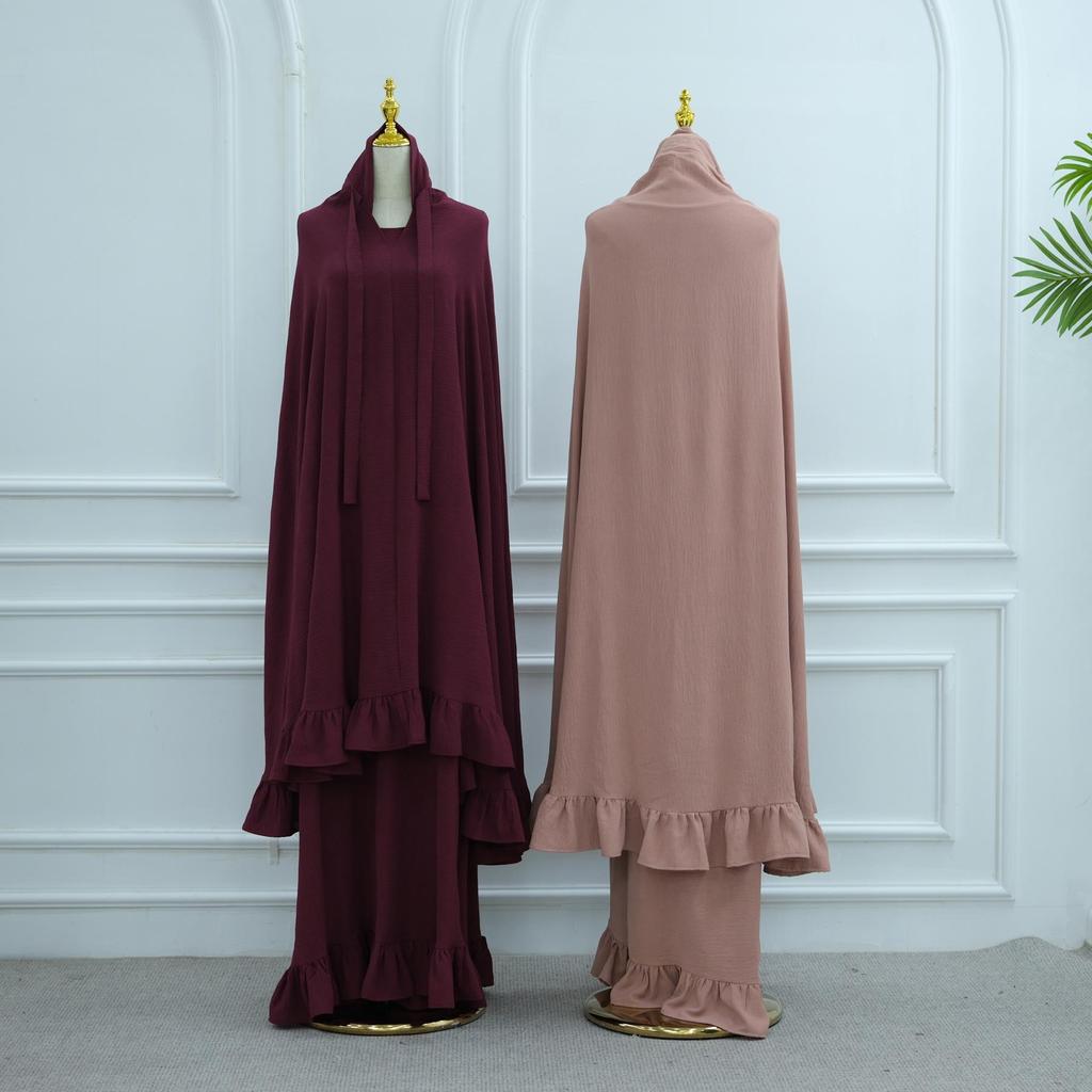 Loriya 2025 Solid Color Dress with Large Headscarf LR972