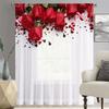 2 ΤΕΜ. Κόκκινο Τριαντάφυλλο Καρδιά Πέταλο Διάφανα Κουρτινάκια Ρομαντική Εκτύπωση Αγίου Βαλεντίνου Κουρτίνες Φιλτραρίσματος Φωτός Γλυκιά Διακόσμηση Σπιτιού για Υπνοδωμάτιο Σαλόνι