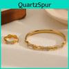 Modern Luxury Stainless Steel Jewelry Set With Beaded Bangle And Ring For Women