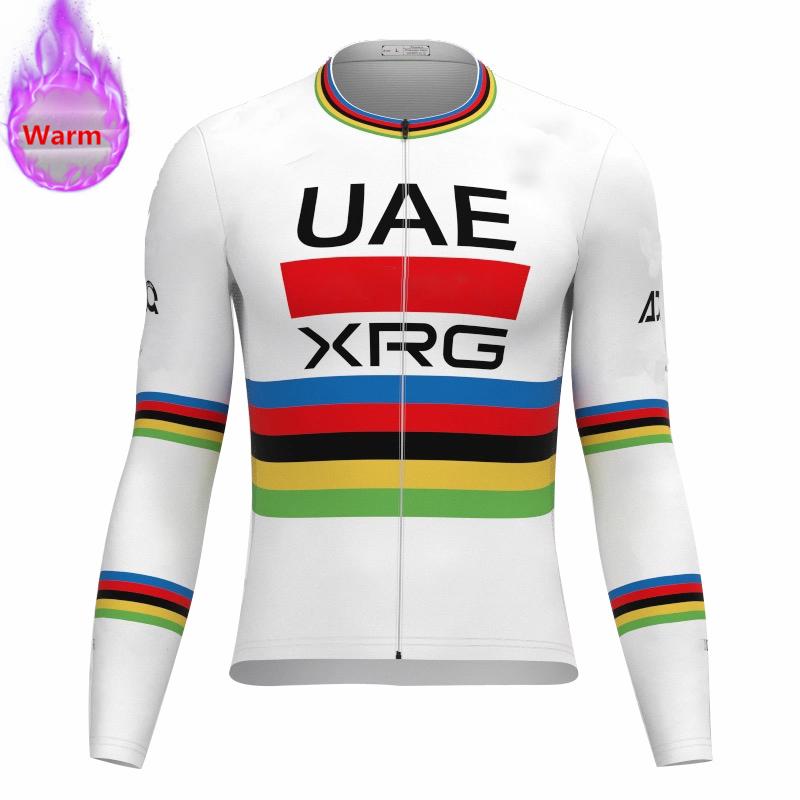 2026 UAE Team Winterfleece Langarm 2026 Winter Samt Warm Radsportbekleidung Anzug Set Fahrradkleidung Tragen Ropa Ciclismo Rennrad Trikot Anzug