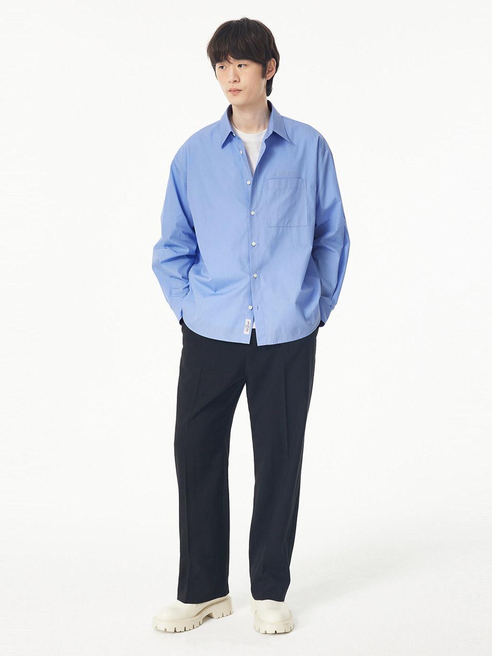 Studio Tomboy [Men] Oversized Basic Long Sleeve Shirt _Sky Blue 9155221174 Sky Blue/L