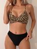 Costume da Bagno Donna Stampa Leopardo Sexy Bikini ad Alto Taglio, Set Costume da Bagno Due Pezzi Incrociato sul Davanti