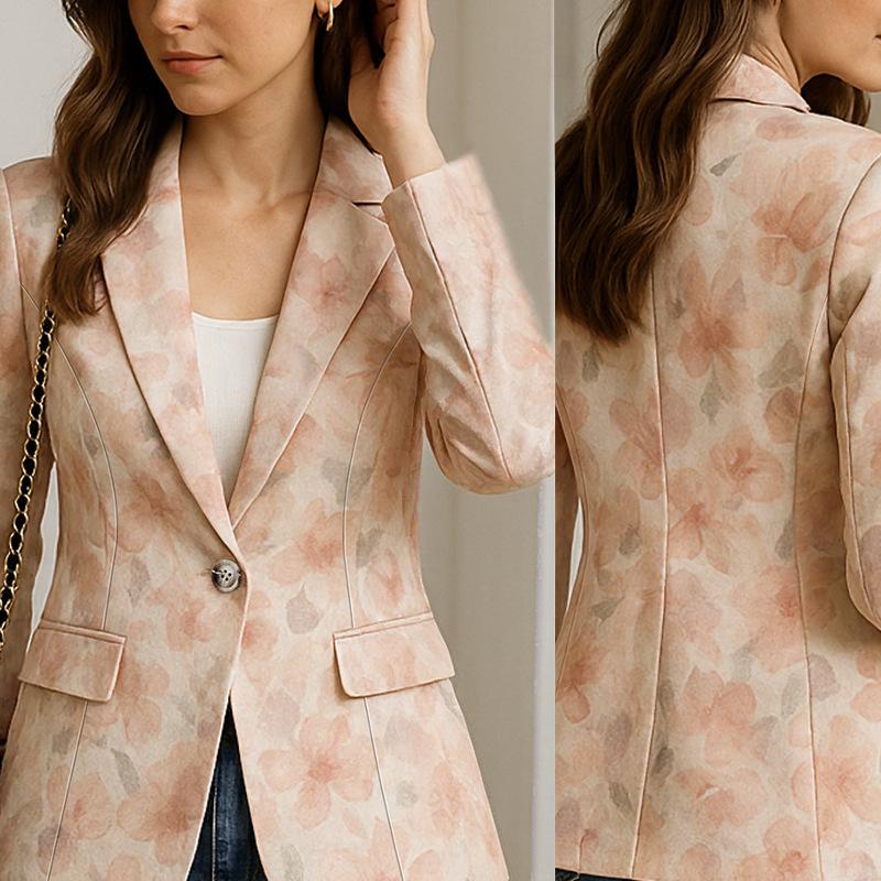 Women's European Floral Print Single-Breasted Jacket