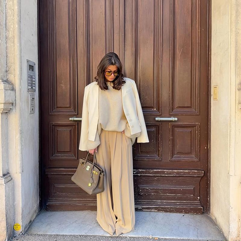 Mode Kurze Einfarbige Blazer Damen V-Ausschnitt Langärmelig Freizeitjacke Elegant Pendeln Lockerer Mantel Frühling und Sommer