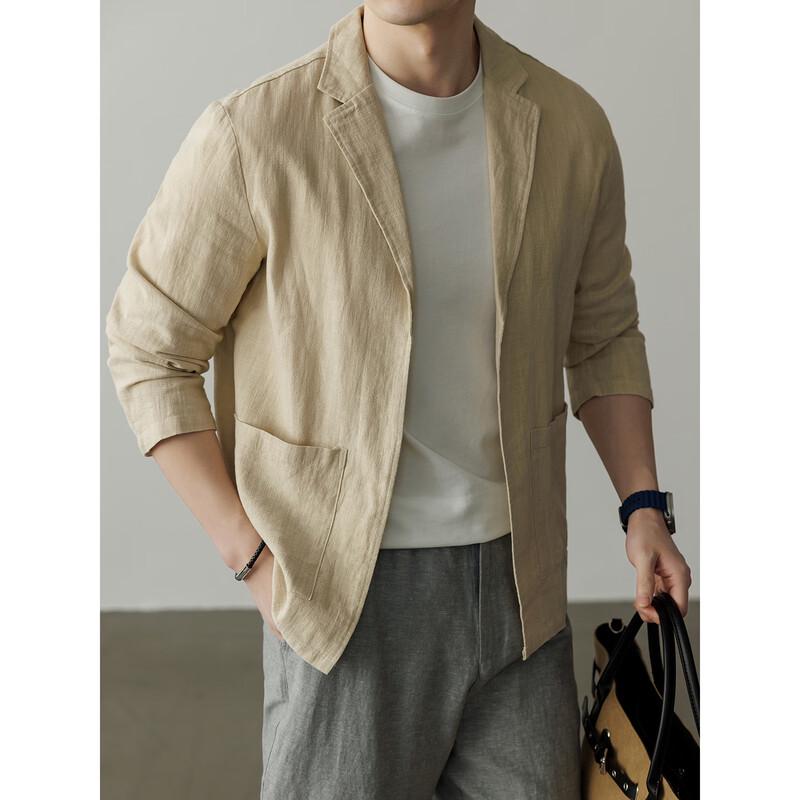 Hengyuanxiang Men's Linen Blend Casual Blazer