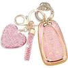 QBUC For Chevy Key Fob Cover With Diamond Keychain, 5 Button Key Case For Women For Chevrolet Equinox Malibu Camaro Blazer Cruze Traverse Trax Volt