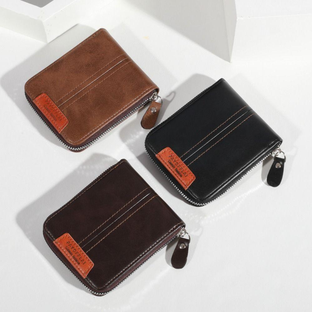 

PU Leather Men s Wallet Fold Student Purse New Business Wallet Card Bag коричневий