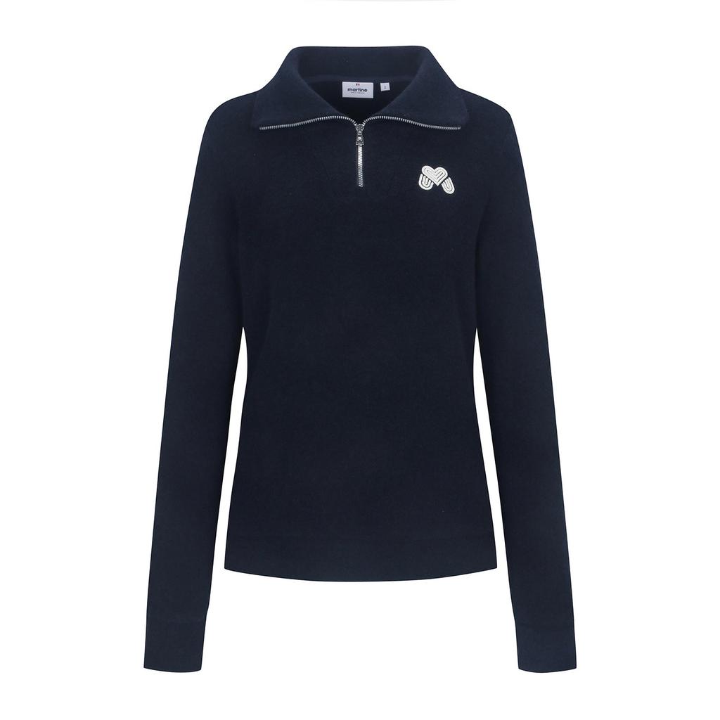 MARTINE GOLF Fluffy Half Zip Up T Shirts_Navy