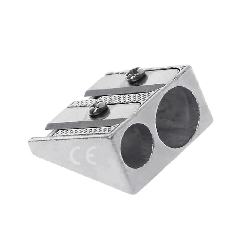 Pencil Sharpener 2-Hole Pencil Magnesium Alloy Wedge Shaped Metal Material Convenient Practical School Essential Learning