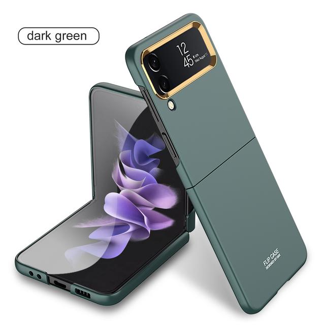 Stoßfestes, mattes Capa für Samsung Galaxy Z Flip 4, ultradünne Hartschale, plattierter Metall-Linsenrahmen, Abdeckung für Samsung Flip 4 5g