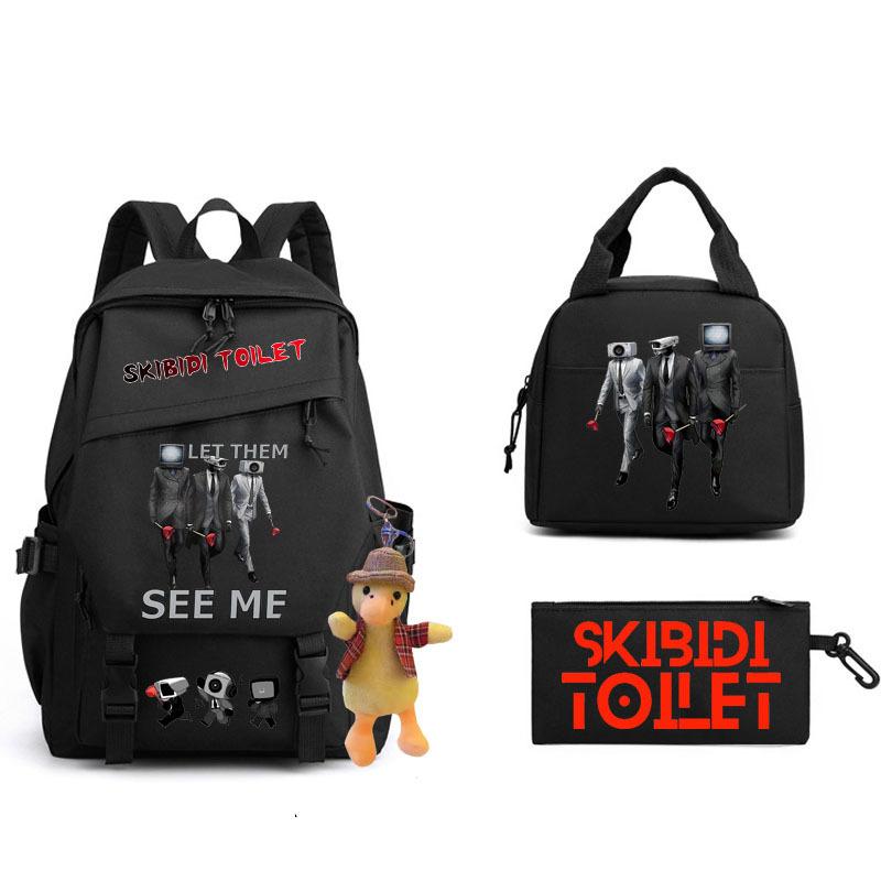 New Skibidi Toilet Man Spoof School Bag Elementary School Backpack Satchel Pencil Case