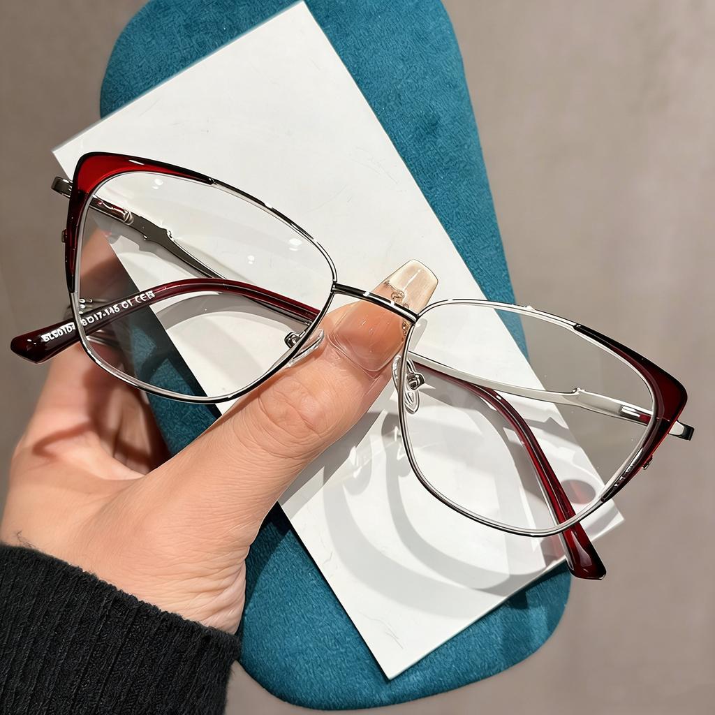 HD Anti-blue Light Fashion Cat-eye Metal Presbyopia Glasses Women Men Comfortable Eye Protection Eyewear +1.0 To +4.0