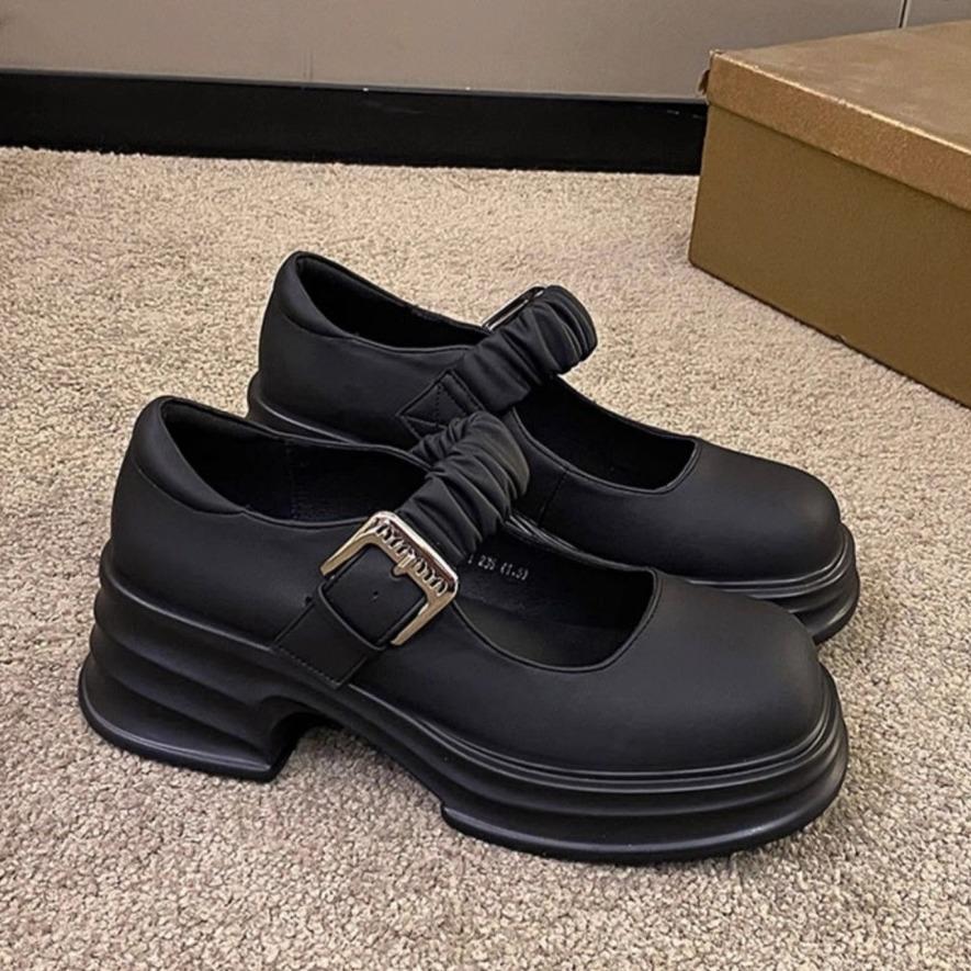 Internet celebrity versatile Japanese college style platform small leather shoes women 2025 new summer retro French Mary Jane shoes