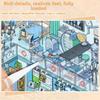 Large Size Grocery Scene Sticker 8 Scenes 24 Sheets DIY Craft Store 3D Sticker Book PET Parking Lot Arcade Mini Scenery Stickers