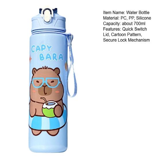 700ml Wasserflasche Schnellverschluss Ein-Knopf-Deckel Tragbare Sportwasserflasche mit Strohhalm Integrierter Griff Sicherer Verschluss Auslaufsicherer Outdoor-Wasserbecher