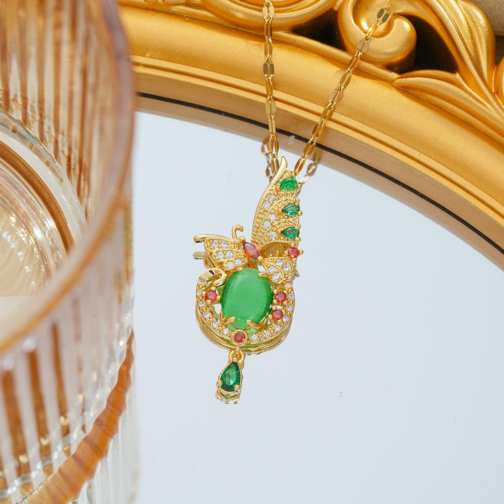 Titanium Steel Zircon Butterfly Pendant Necklace - Simple & Versatile Clavicle Accessory