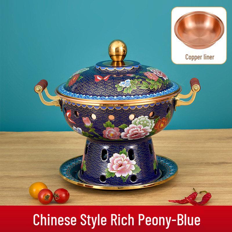 Cloisonné Pure Copper Mini Hot Pot