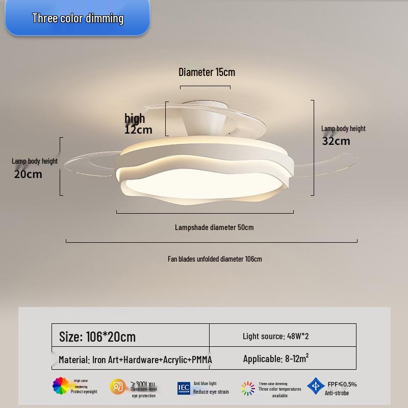 2025 Modern Silent Ceiling Fan with Integrated Light for Bedroom or Restaurant