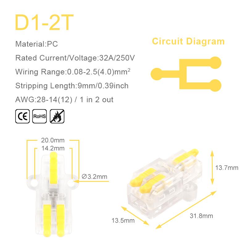 5/10PCS Mini Fast Compact Splicing Conductor Connector 1 In Multiple Out Splitter Splicing Terminal Block M3 Screw Fixing Hole