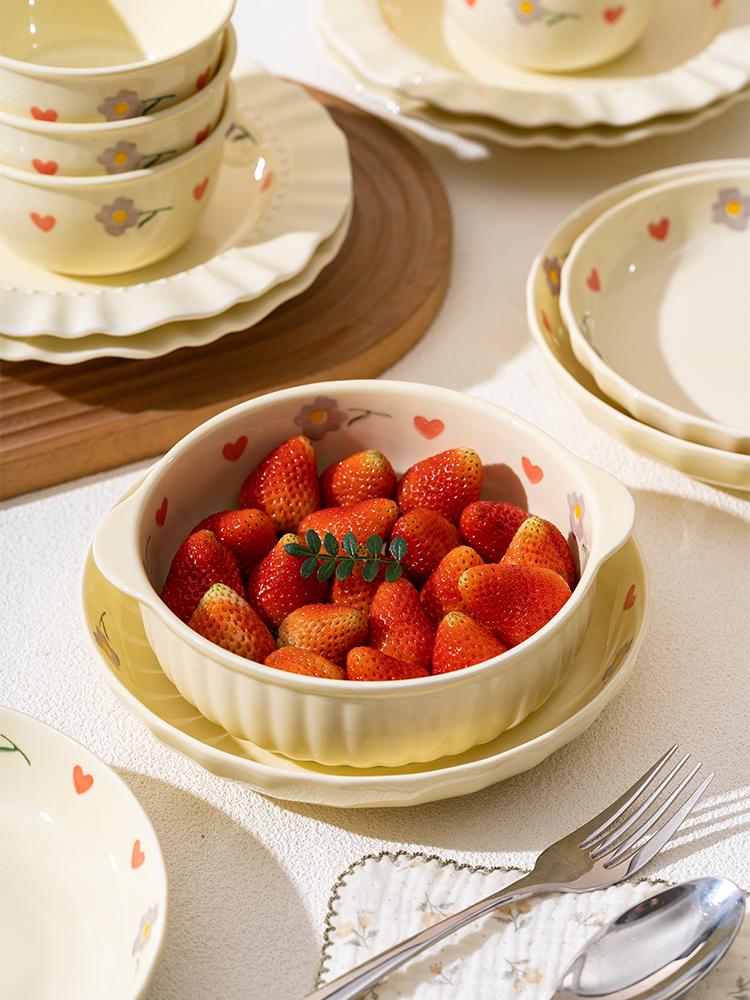 2025 New Fresh Style Tableware Set: High-Quality Rice Bowls, Plates, and Spoons Combination