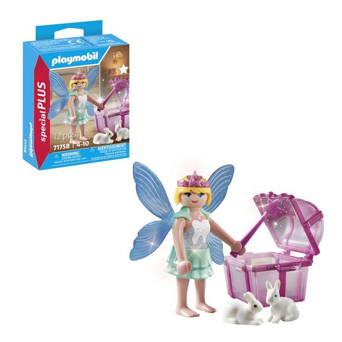 Figurine - PLAYMOBIL - 71758 - Fée Avec Coffre À Dents De Lait - 1 Souris - 2 Lapins