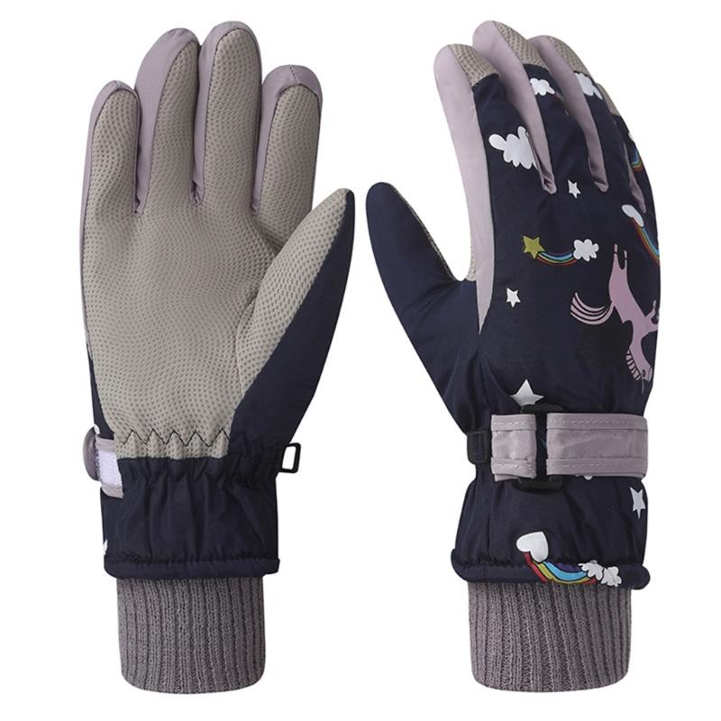 

Children Ski Gloves with Thick Plush Liner Water Proof Wrist Gloves for Cold Weather Protective Gloves for Winter Sport