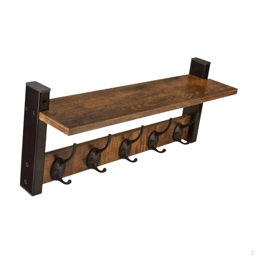 Coat Rack Towel Hanger Organizer Wall Hooks with Shelf Easy Installation Entryway for