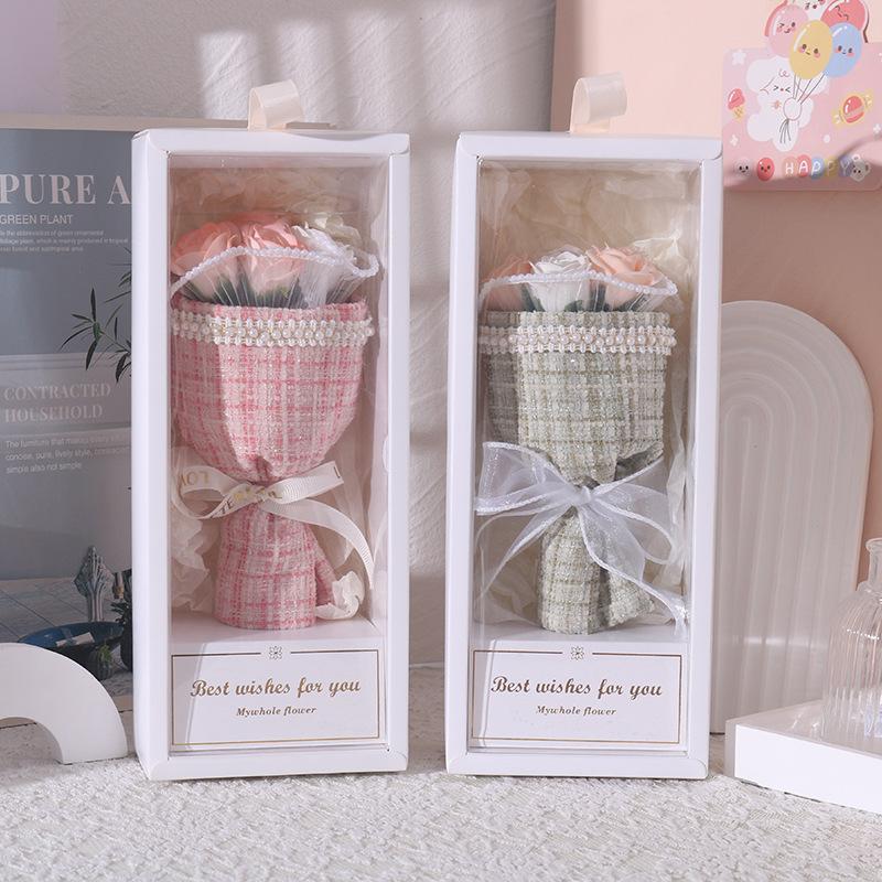 Regalo creativo para el día de San Valentín, ramo de rosas con pequeña fragancia Qixi, caja de regalo, flor de jabón, regalo de cumpleaños de graduación para novia