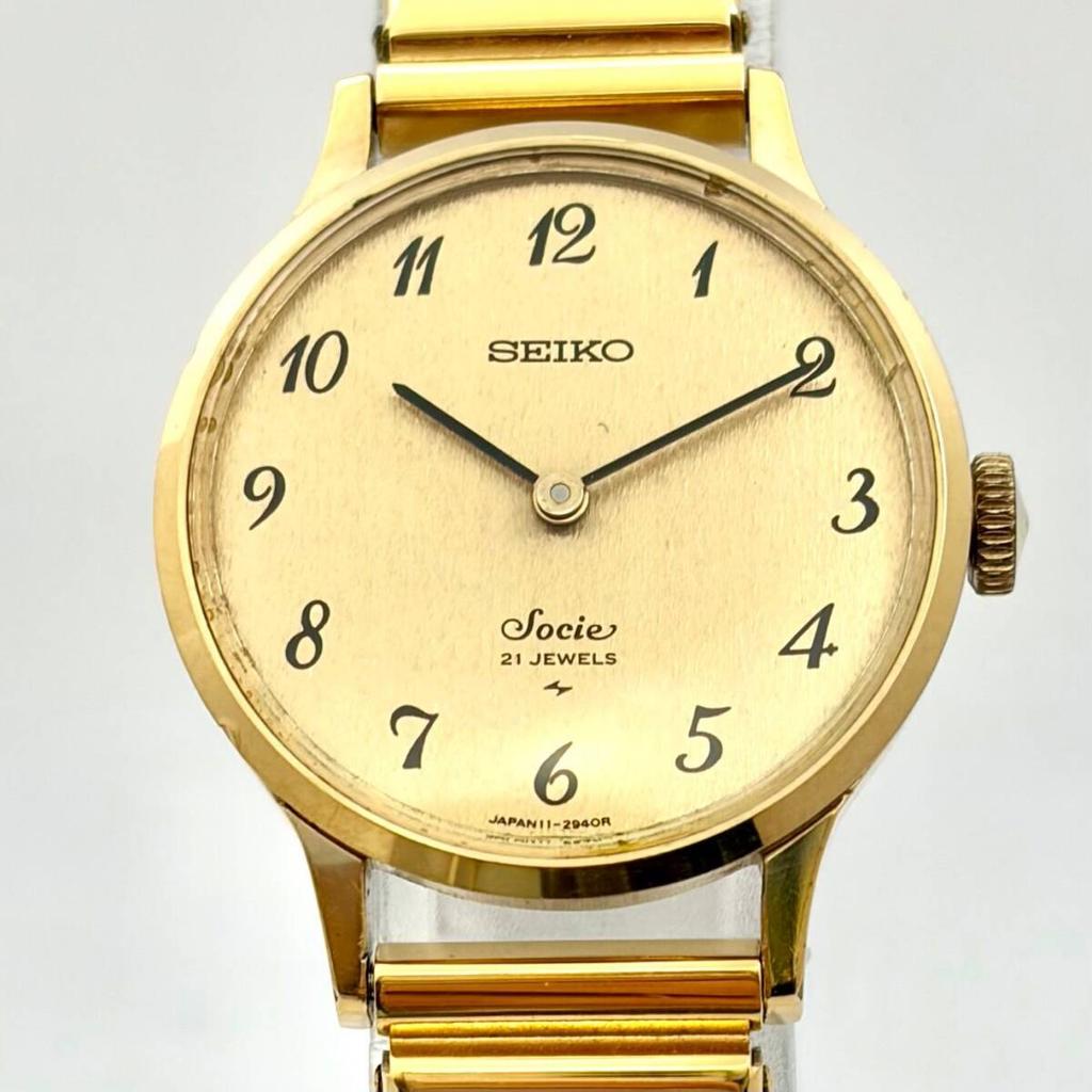 SEIKO Socie Mechanical 400228 [Working Condition] Hand-Winding Ladies' Watch, Gold, 11-0870