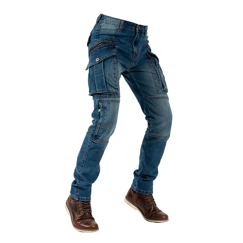 Motorcykelbyxor för män - Fyra säsonger - Fallsäker, Stor ficka, Smal passform, Högelastisk denim