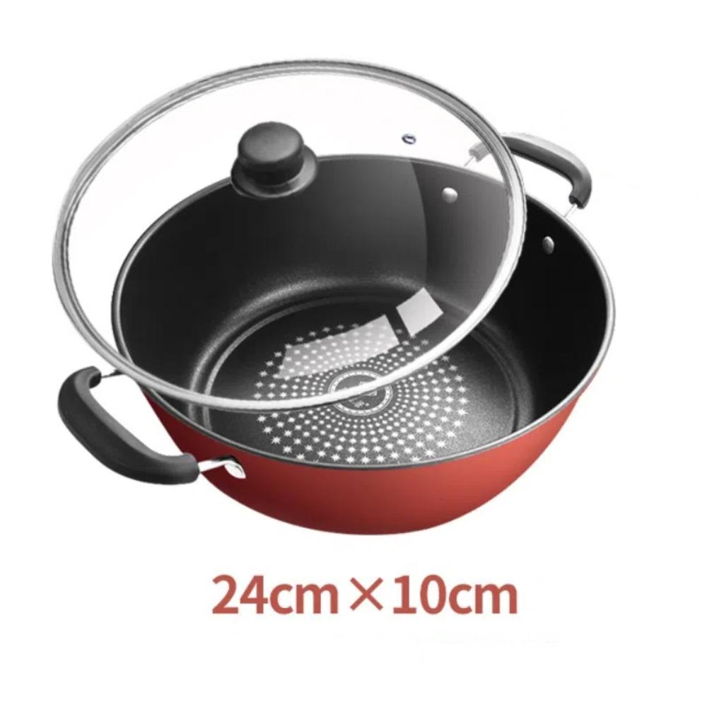 

NonStick Soup Pot 24/26/28/30cm Diamond Cookware Thickened Cooking Pot Induction Cooker Gas 24cm