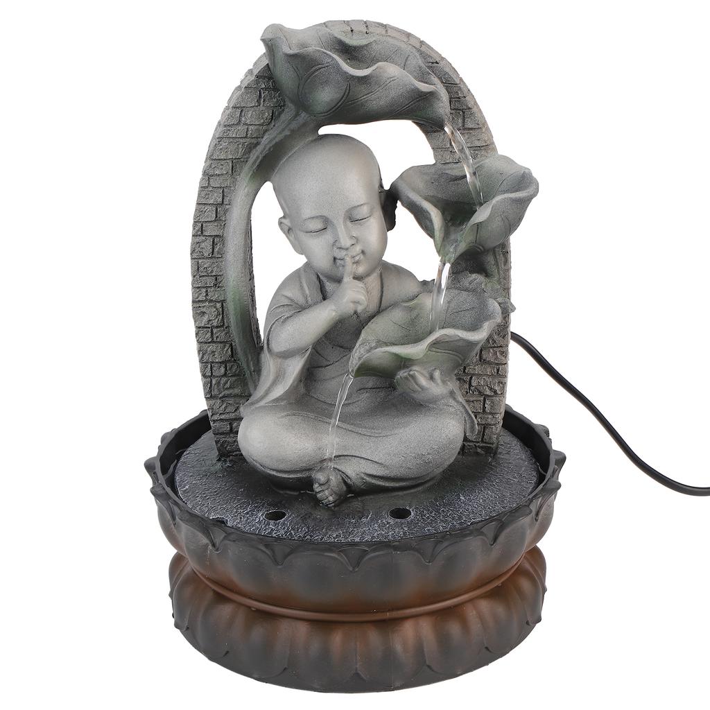 LED Resin Buddha Tabletop Waterfall Fountain Relaxing Indoor Decoration for Home OfficeUS Plug 110V