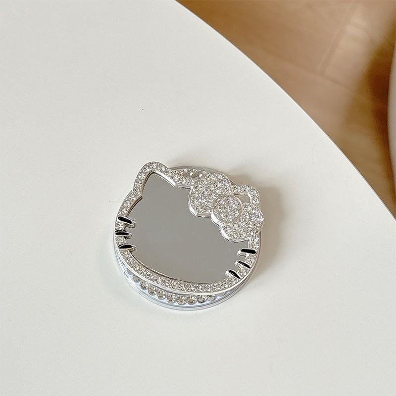 

Diamond Glass Mirror KT Cat Phone Holder Magnetic Suction Airbag Adhesive Portable Makeup Clear Wholesale Cross-border Women