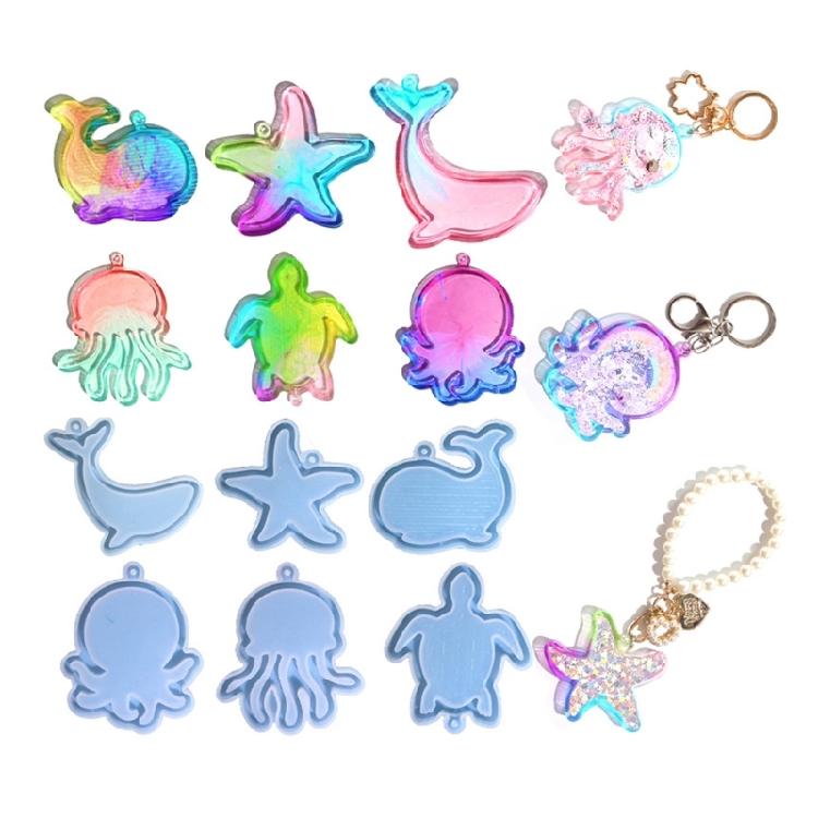 3D Marine Animals Quicksand Mold DIY Resin Casting Mold for DIY Keychain Jewelry
