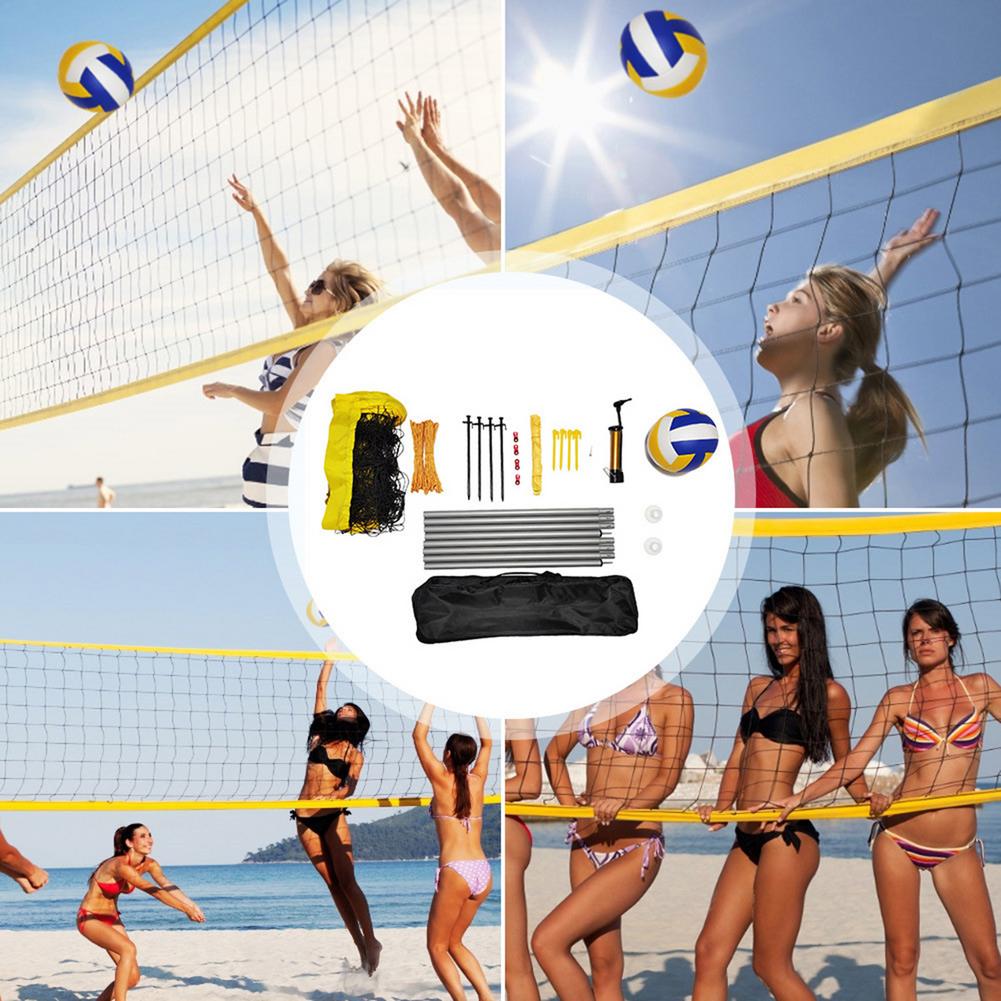 Outdoor Beach Volleyball Net Combo Set Easy Set Up Volleyball Net For Outdoor Indoor Garden Backyard Training Sport Adult Kids