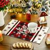1PC Rectangular Festive Christmas Placemats Modern Home Use Table Mats Holiday Red Kitchen Printed Party Linen Dining 3 Styles