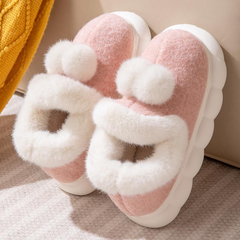 

Baotou cotton slippers women s winter warm home indoor couple home non-slip plush thickened confinement cotton shoes 36-37 for 35-36 рожевий