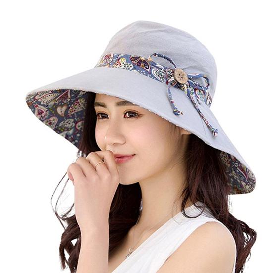 Hat Foldable Breathable Cotton Reversible Foldable Cap for Summer