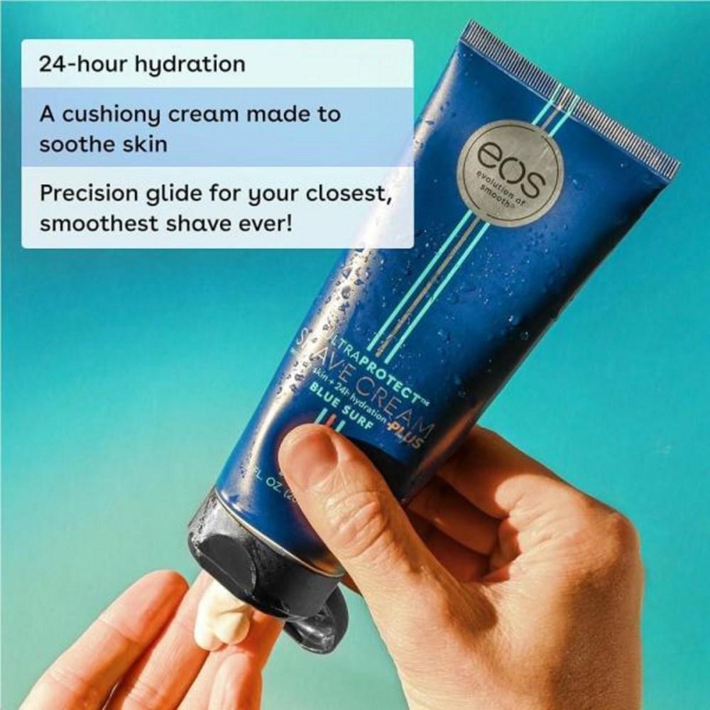 Eos UltraProtect™ Men's Shave Cream Fresh Woods 24-Hour Hydrating Non-Foaming Formula 7Floz, Blue Surf 207ml X 1