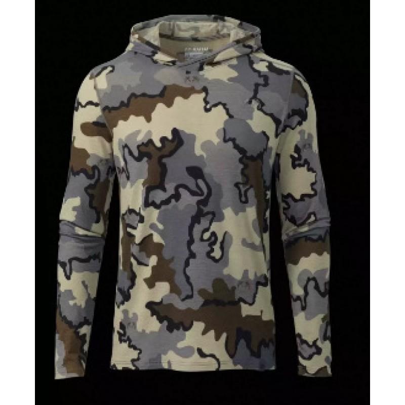 Mens Camo Hooded Fishing Shirt Quick-Dry Breathable UV Protection Outdoor Camping Hiking Top