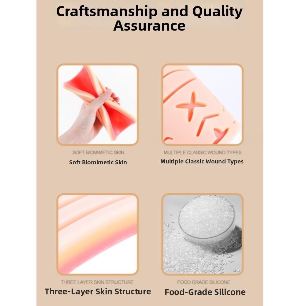 Suturing Practice Skin Suture Kit Silicone Skin Suture Pad Reusable Training Model Students