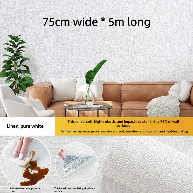 Self-Adhesive 3D Linen Foam Wall Sticker Moisture-Proof Wallpaper For Living Room Bedroom Bathroom Dormitory Home Decorationecor