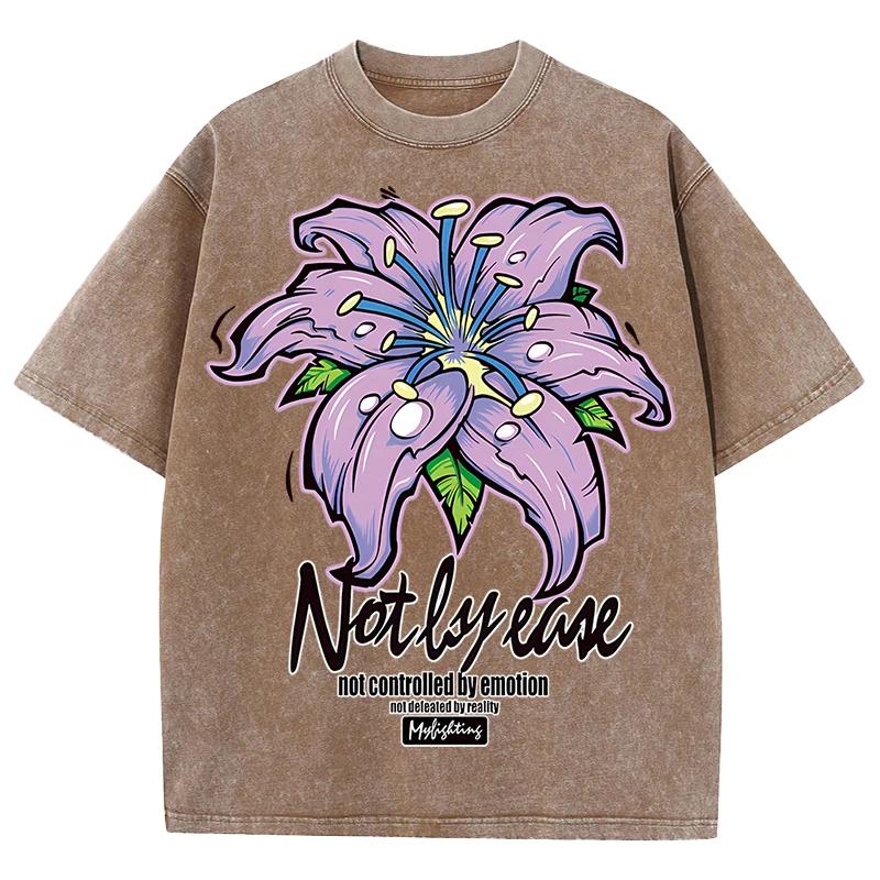 Živé kvetoucí květinové potisky Retro tričko pánské a dámské volné prodyšné vodou prané vintage pohodlné tričko